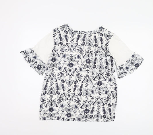 Next Women White Butterfly Print Top Size 12