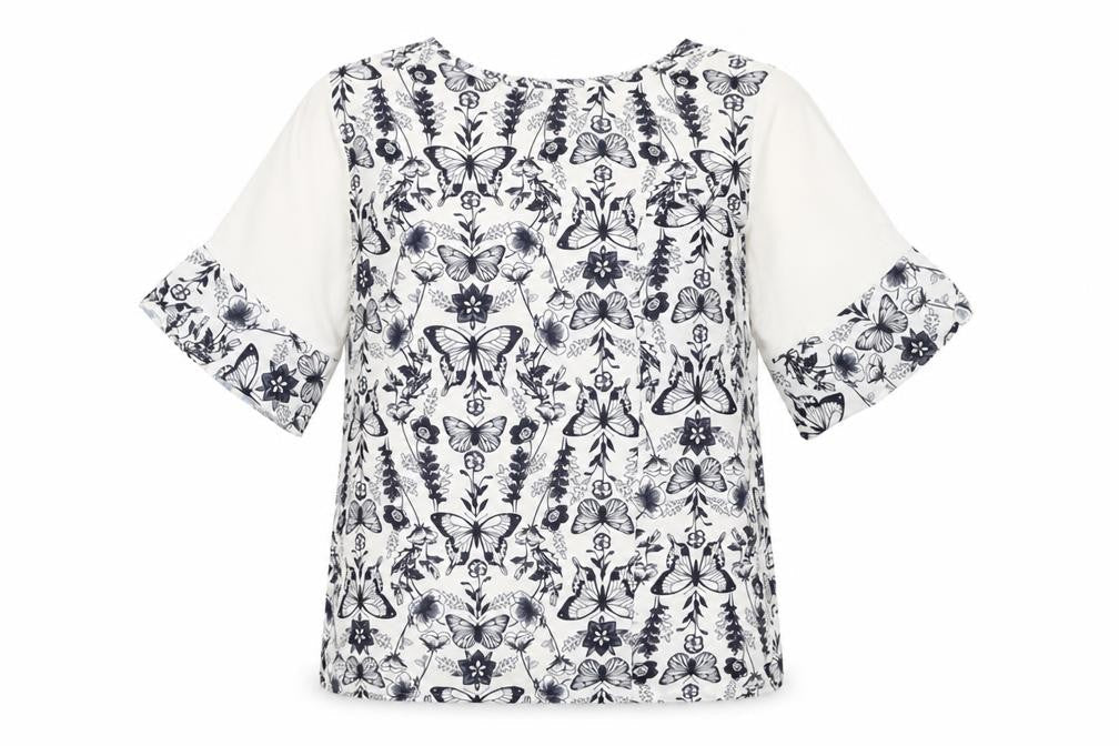 Next Women White Butterfly Print Top Size 12
