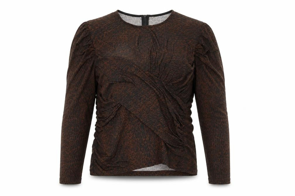 & Other Stories Women's Brown Animal Print Top, Size 12