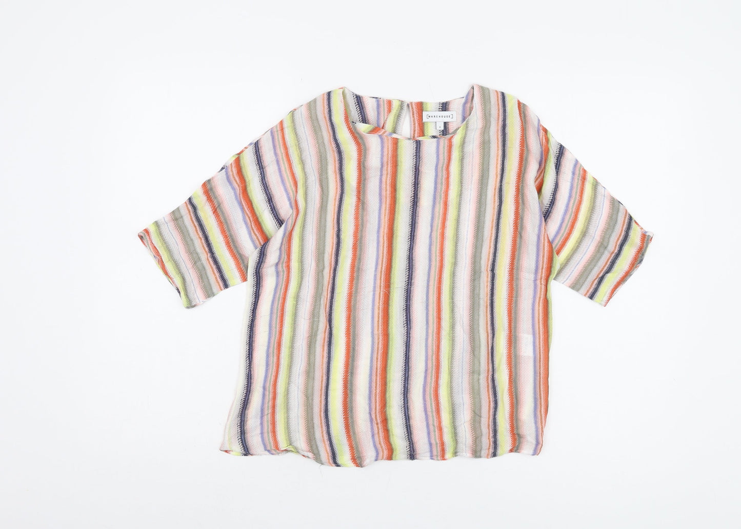 Warehouse Women's Multicoloured Striped T-Shirt, Size 6