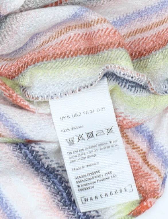 Warehouse Women's Multicoloured Striped T-Shirt, Size 6