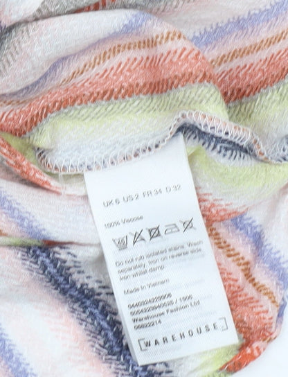 Warehouse Women's Multicoloured Striped T-Shirt, Size 6