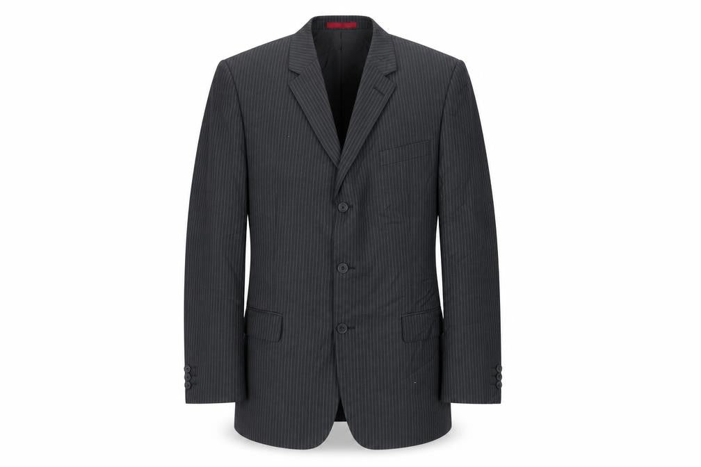 Burton Men's Grey Striped Blazer 42R Regular Fit
