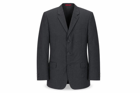 Burton Men's Grey Striped Blazer 42R Regular Fit