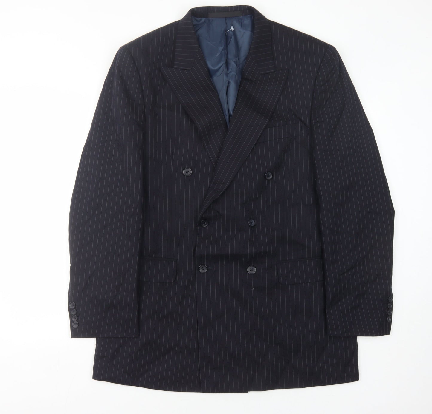 Marks and Spencer Men's Blue Striped Wool Blazer 40L