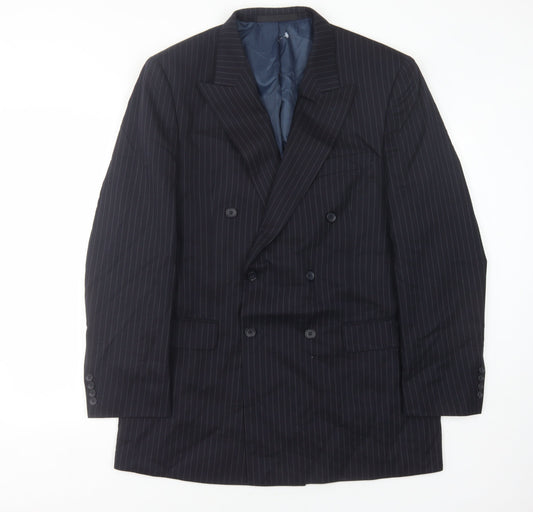Marks and Spencer Men's Blue Striped Wool Blazer 40L
