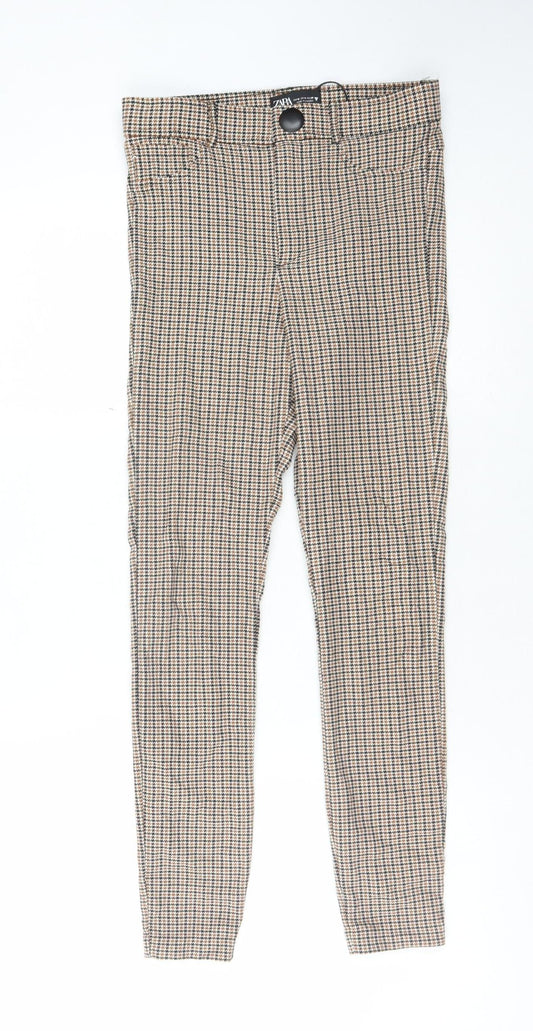 ZARA Women's Multicoloured Check Slim Trousers M
