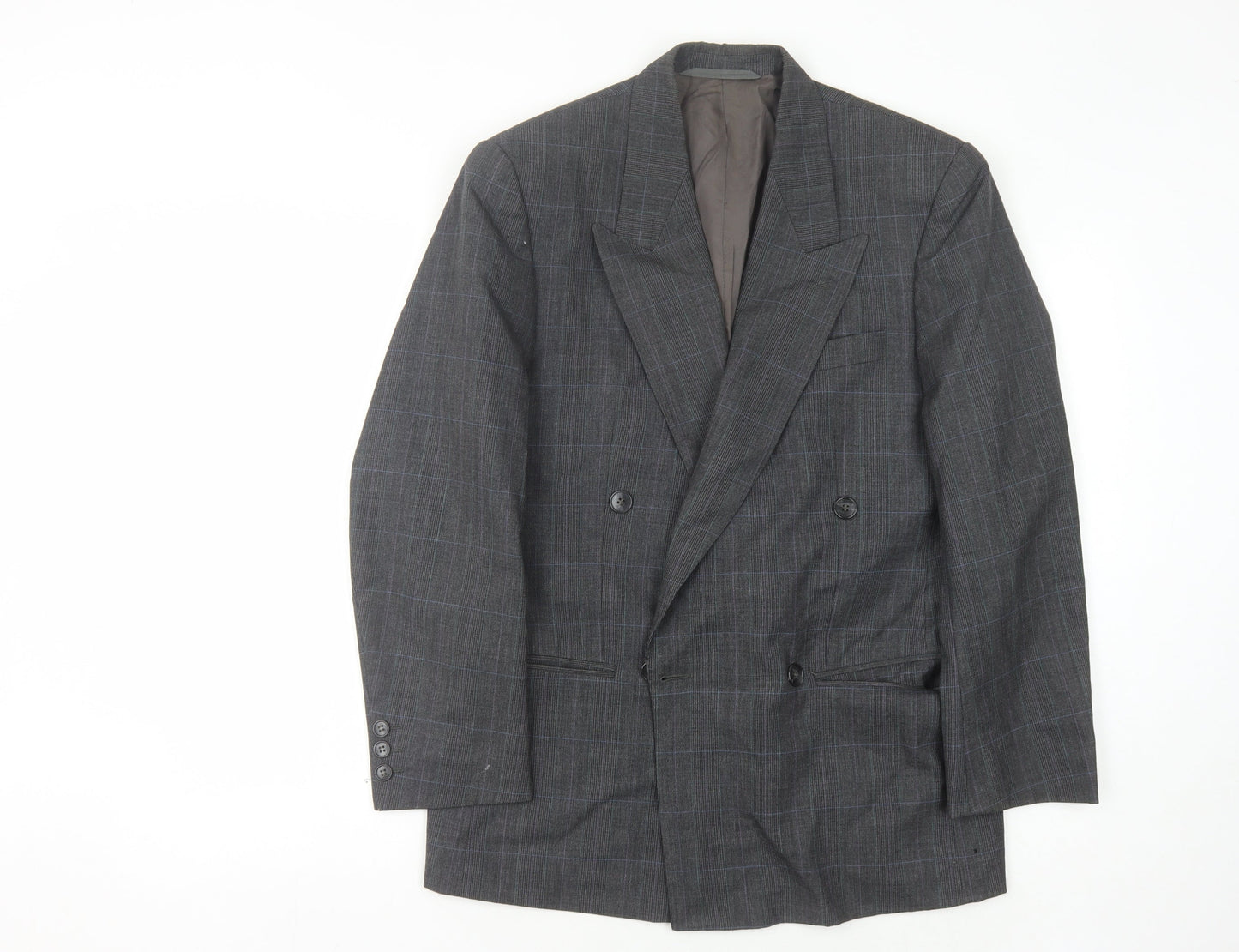 Principles Men's Grey Check Wool Double-Breasted Jacket 36S