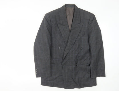 Additional front view of Principles Men's Grey Check Wool Double-Breasted Jacket 36S