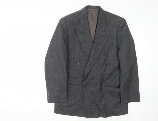 Principles Men's Grey Check Wool Double-Breasted Jacket 36S