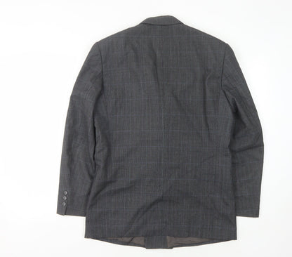 Back view of Principles Men's Grey Check Wool Double-Breasted Jacket 36S