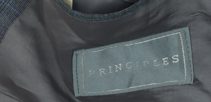 Principles Men's Grey Check Wool Double-Breasted Jacket 36S