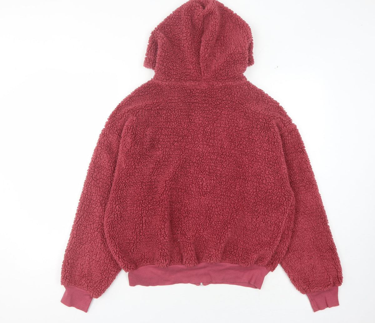 Topshop Women's Red Hooded Full Zip Jacket Size 10