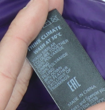 Marks and Spencer Women's Purple Puffer Jacket, Size 10