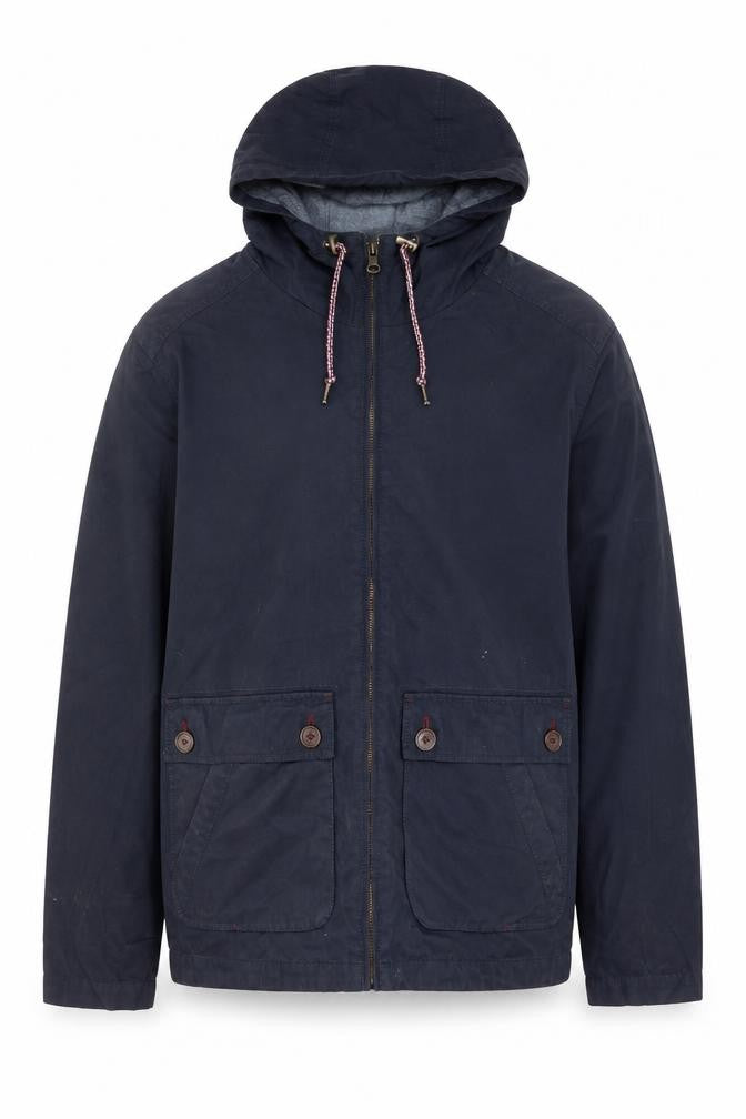 White Stuff Men's Blue Hooded Jacket, Size Large