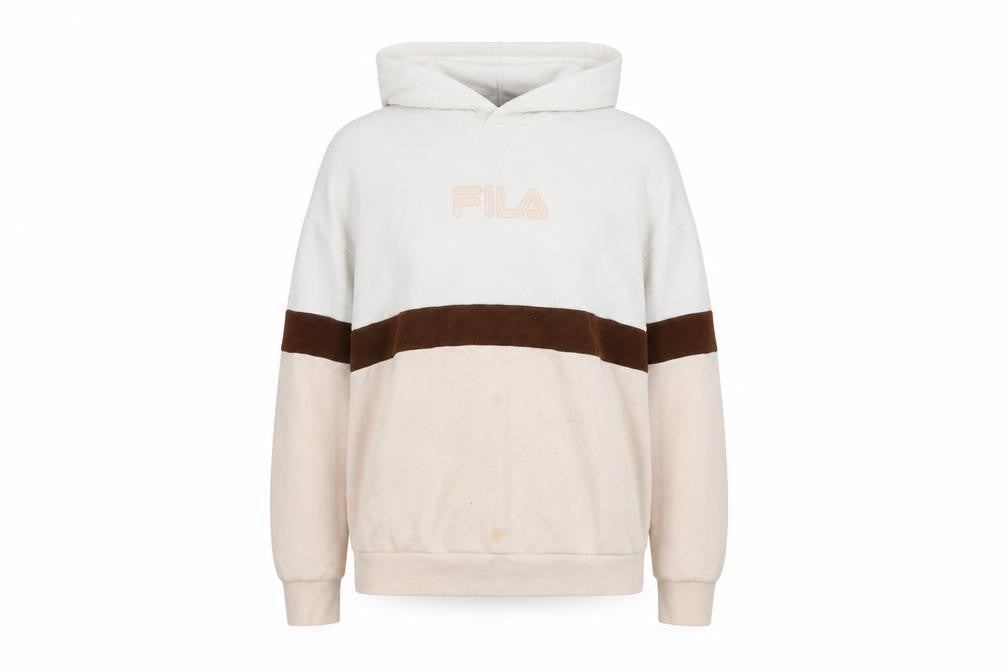 Fila Unisex Adults White L Colourblock Logo Hoodie