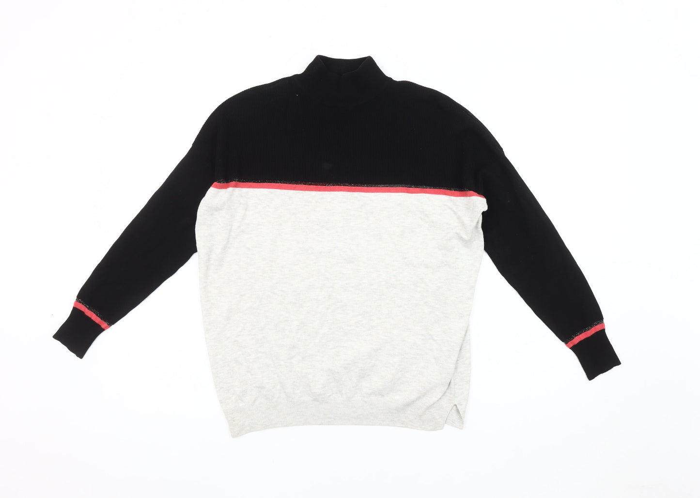 Oliver Bonas Women's Black and Grey High Neck Jumper