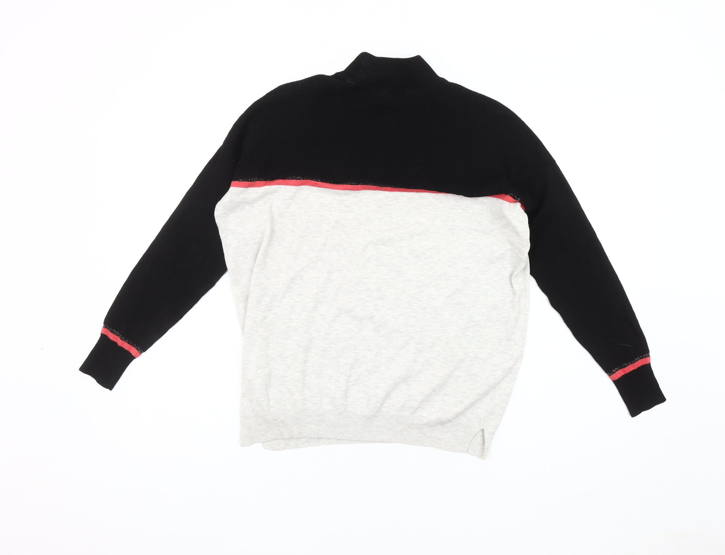 Oliver Bonas Women's Black and Grey High Neck Jumper