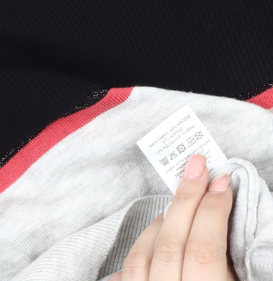 Oliver Bonas Women's Black and Grey High Neck Jumper