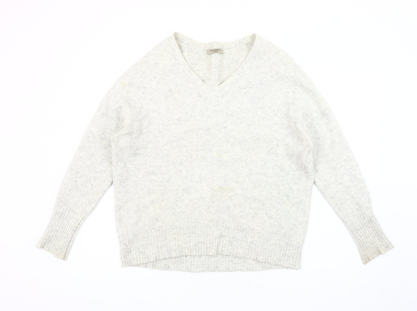 AllSaints Womens Ivory V-Neck Jumper Medium