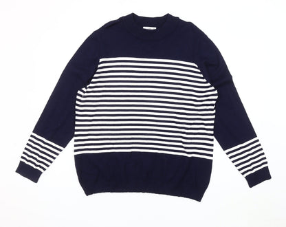 Additional front view of Gallery Women's Blue XL Striped jumper