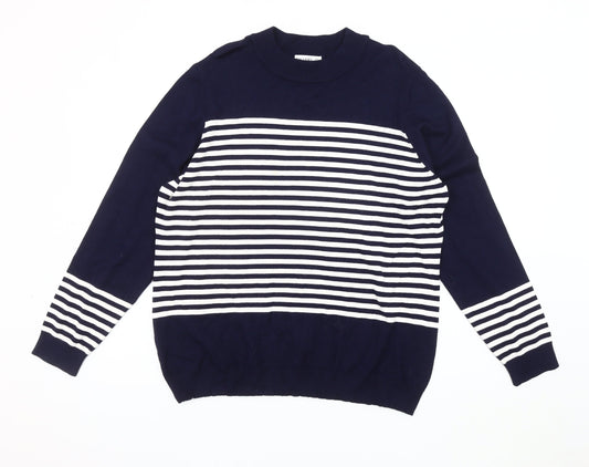 Gallery Women's Blue XL Striped Pullover Jumper