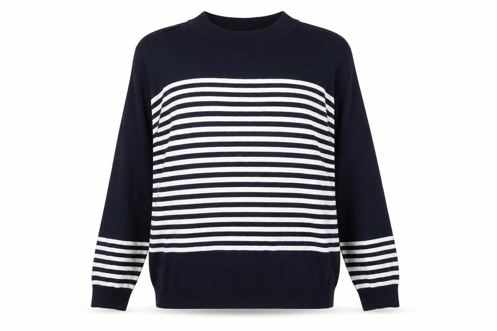 Gallery Women's Blue XL Striped Pullover Jumper
