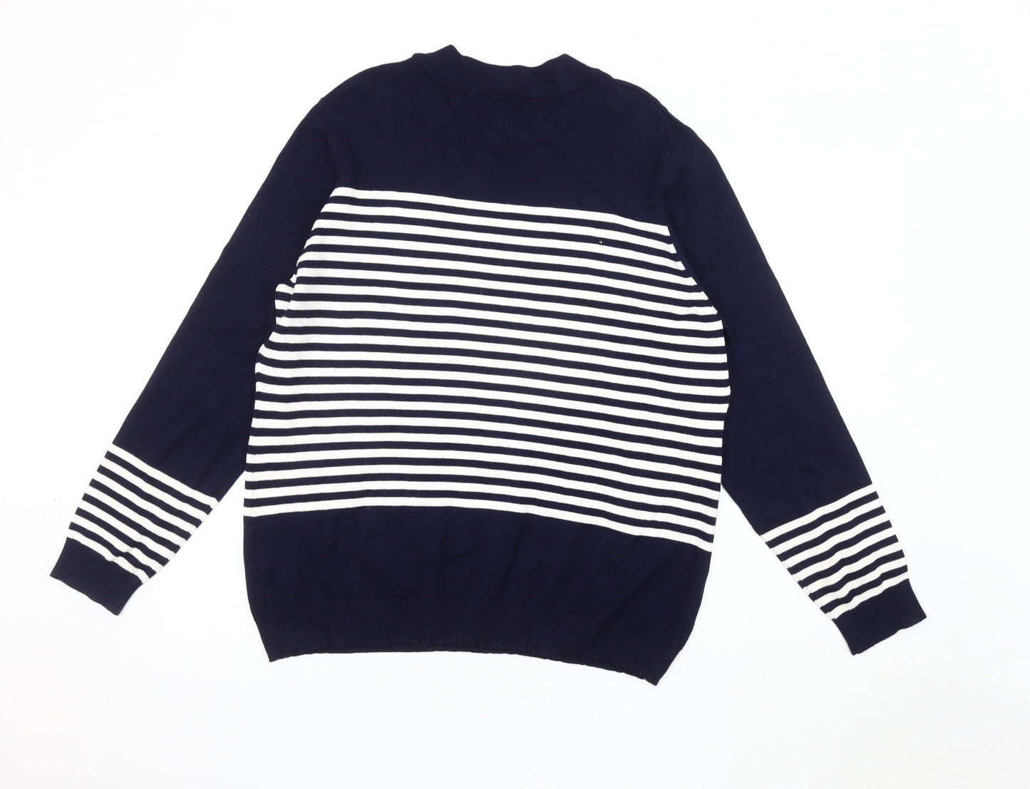Gallery Women's Blue XL Striped Pullover Jumper