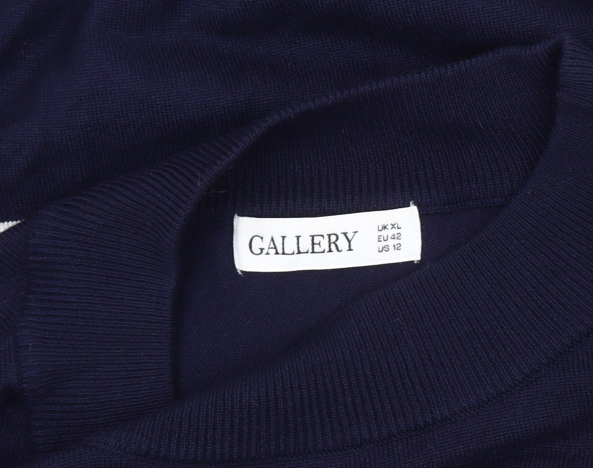 Gallery Women's Blue XL Striped Pullover Jumper