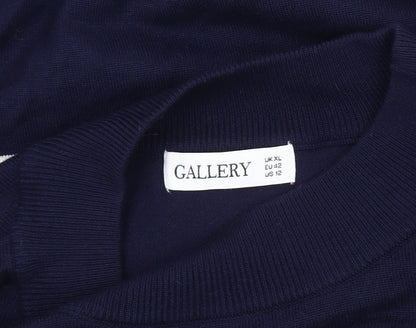 Close-up detail of Gallery Women's Blue XL Striped jumper