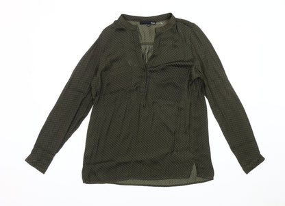 Etam Women's Green Blouse, Size 8, Button V-Neck