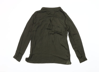 Etam Women's Green Blouse, Size 8, Button V-Neck