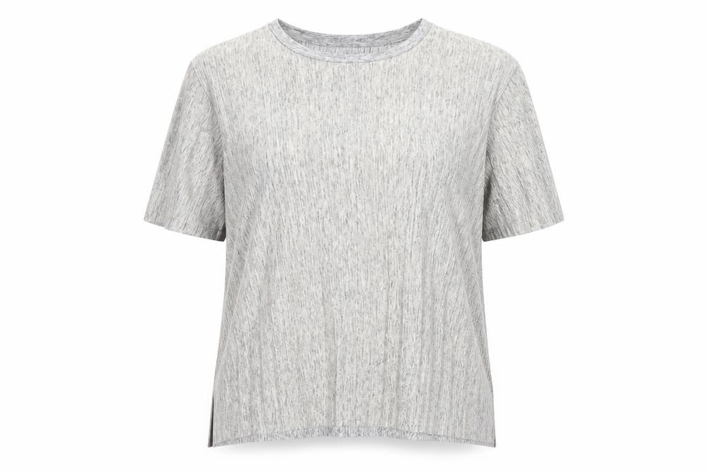 Marks & Spencer Women's Grey Striped T-Shirt Size 16