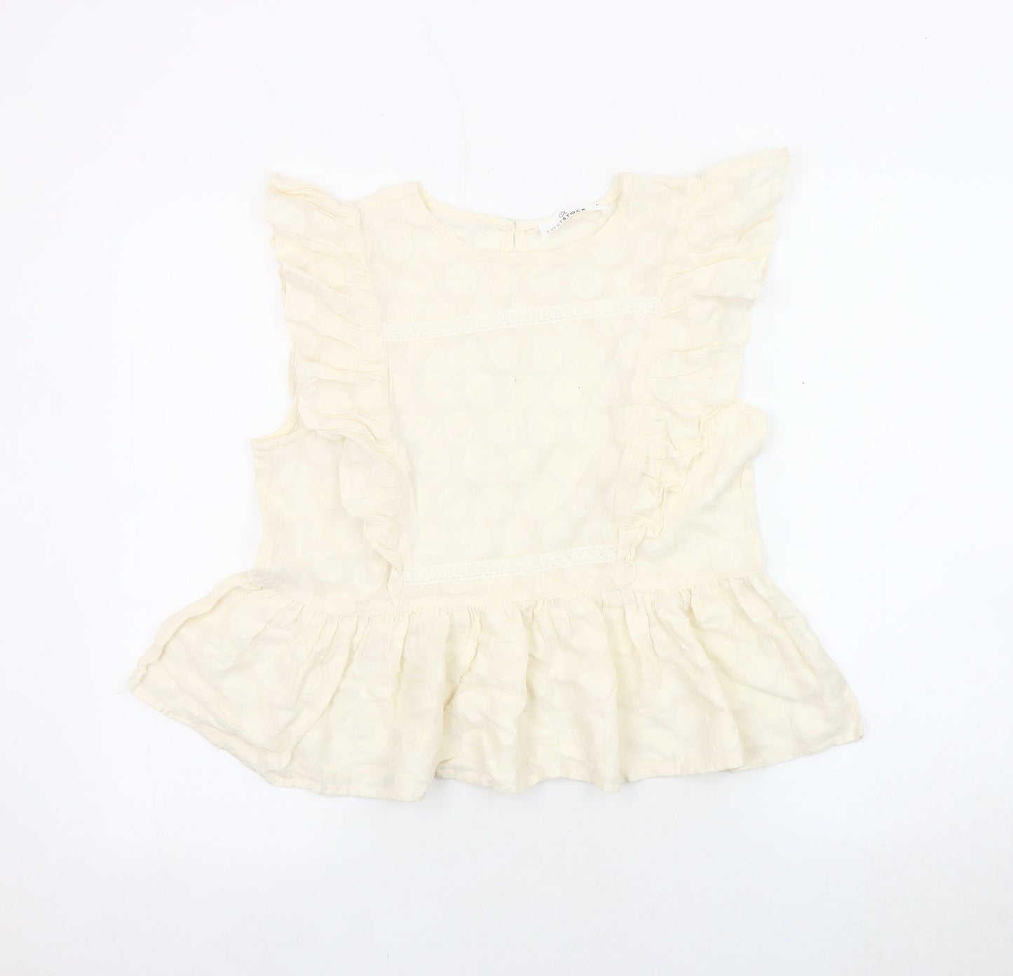 Lost Stock Women Ivory Ruffle Blouse Size M
