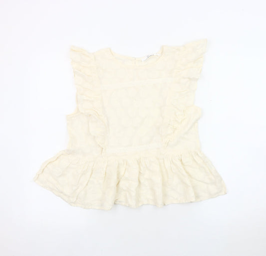 Lost Stock Women Ivory Ruffle Blouse Size M