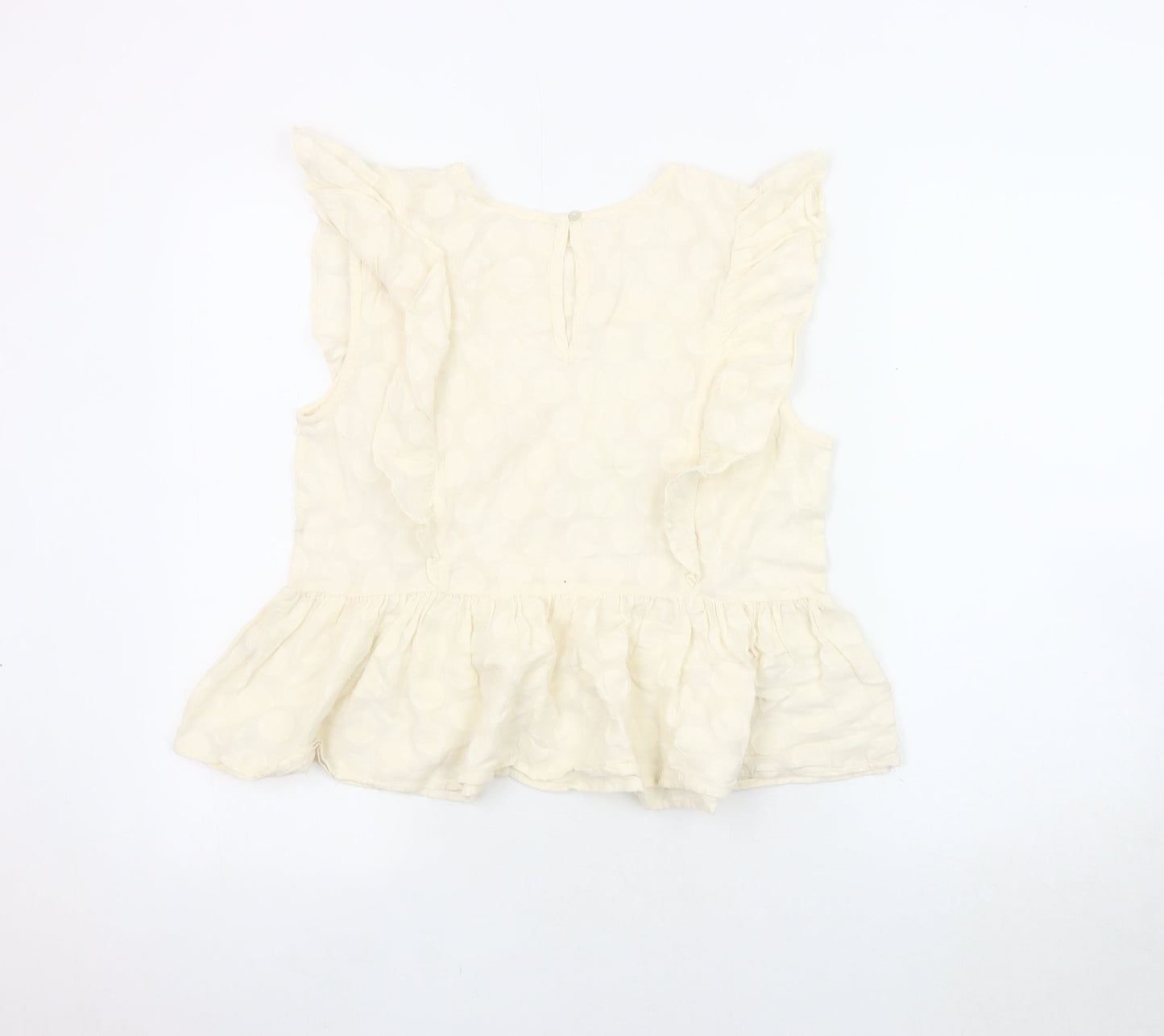 Lost Stock Women Ivory Ruffle Blouse Size M
