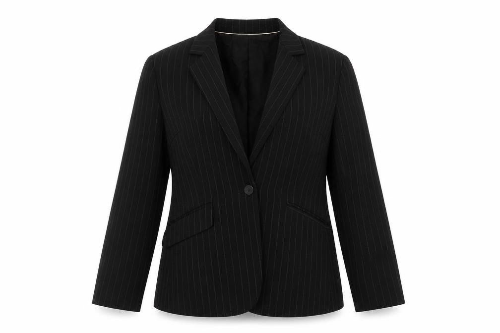 Per Una Women's Black Pinstripe Suit Jacket - Size 12