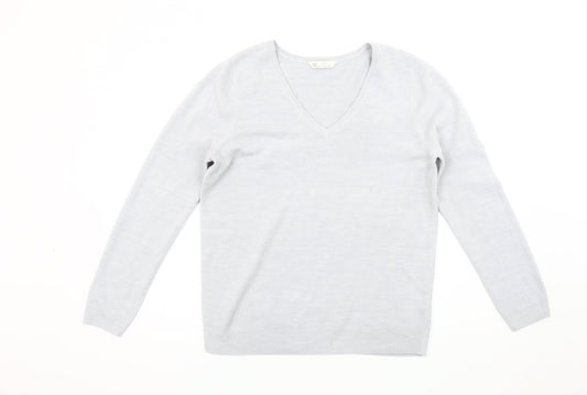 BHS Women's Grey V-Neck Pullover Jumper Size 14