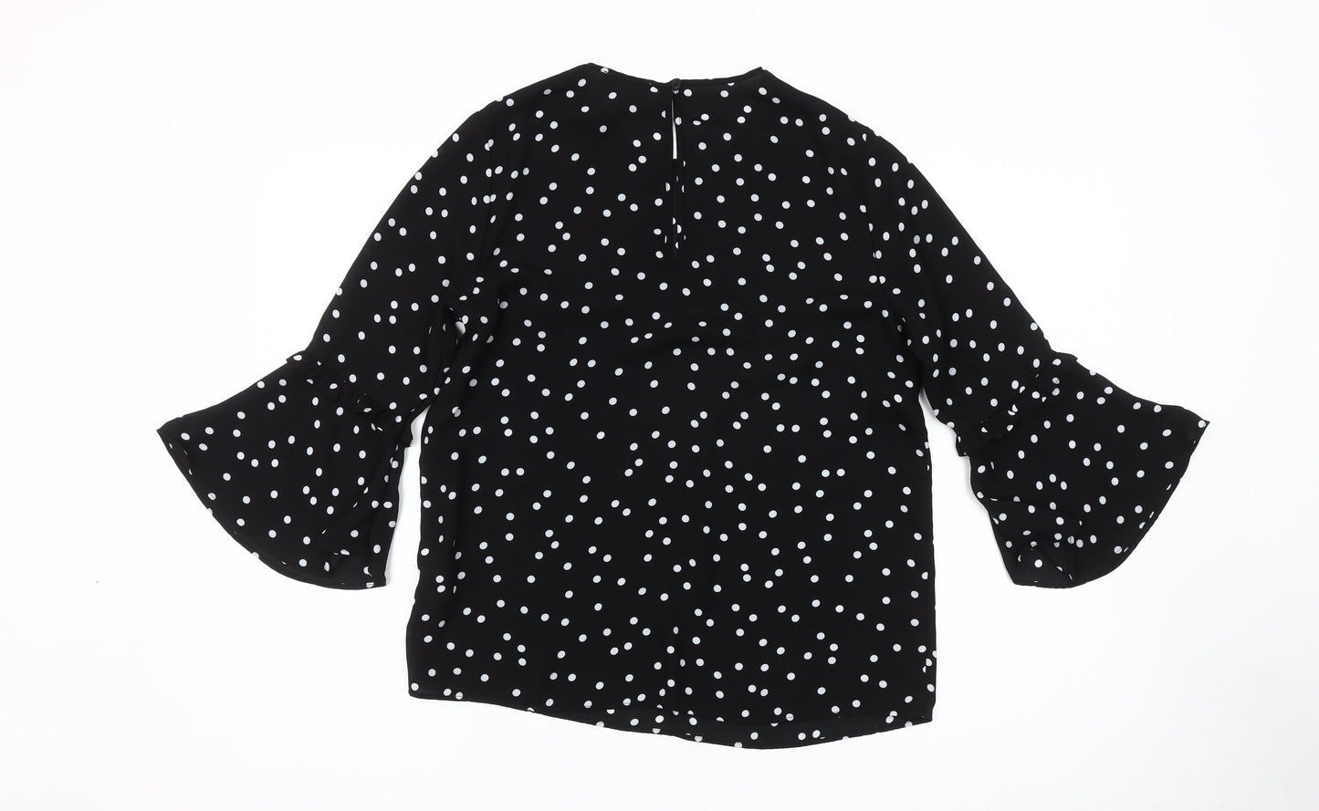 Warehouse Women's Black Polka Dot Bell Sleeve Top