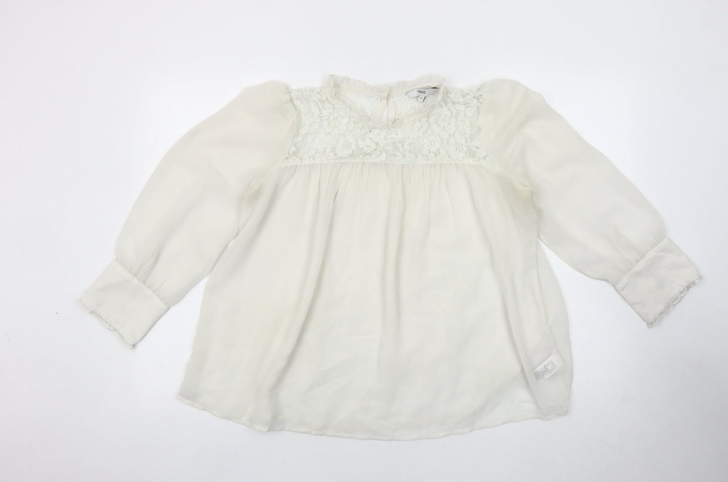 Next Women's White Lace Accent Blouse Size 12