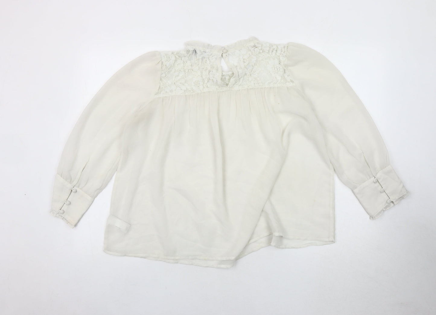 Next Women's White Lace Accent Blouse Size 12
