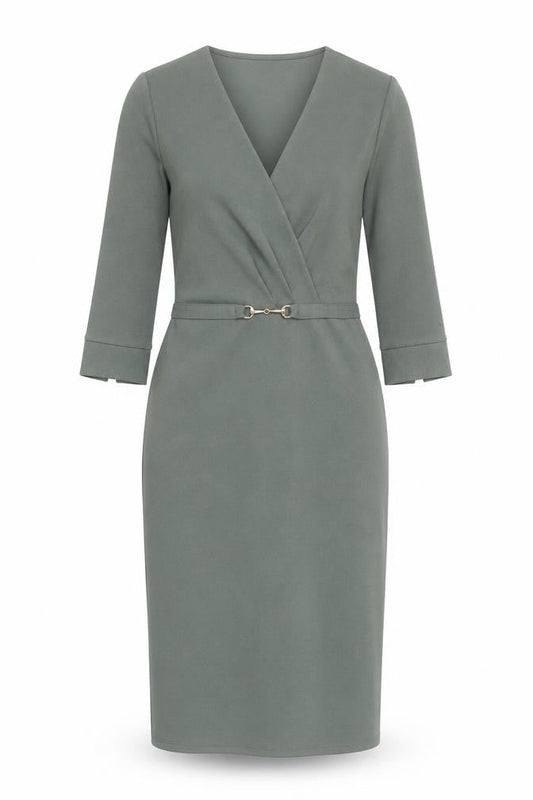 H&M Women's Green Sheath Dress XS - Knee Length V-Neck
