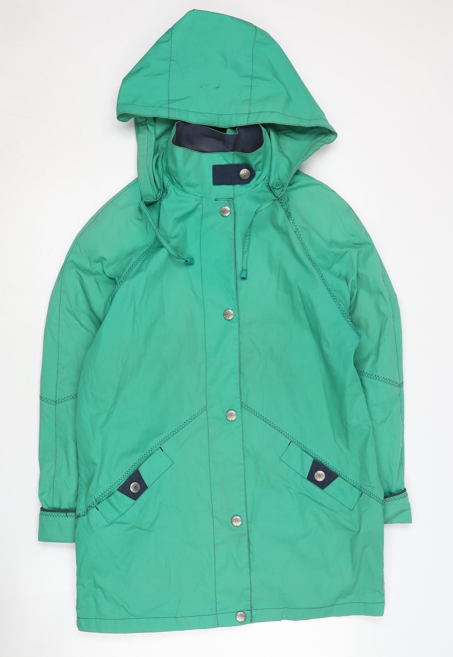 Telemac Women's Green Hooded Rain Coat Jacket S