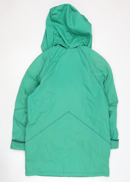 Telemac Women's Green Hooded Rain Coat Jacket S