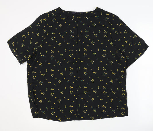 Marks and Spencer Black Floral Blouse, Size 16, Women's