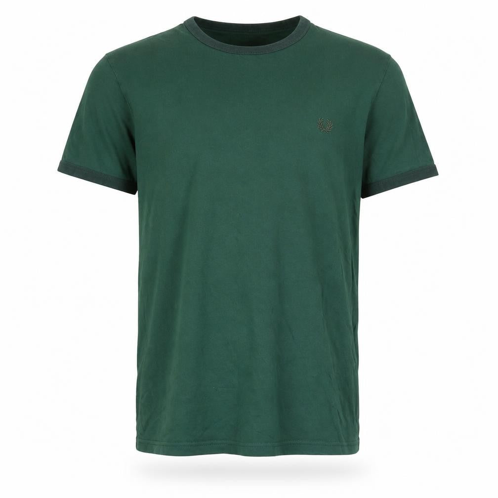 Fred Perry Men's Green Medium T-Shirt, Crew Neck, Logo Accent