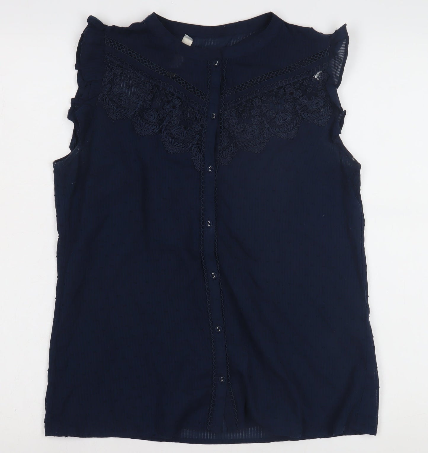 Oasis Women's Blue Sleeveless Lace Blouse Size 10