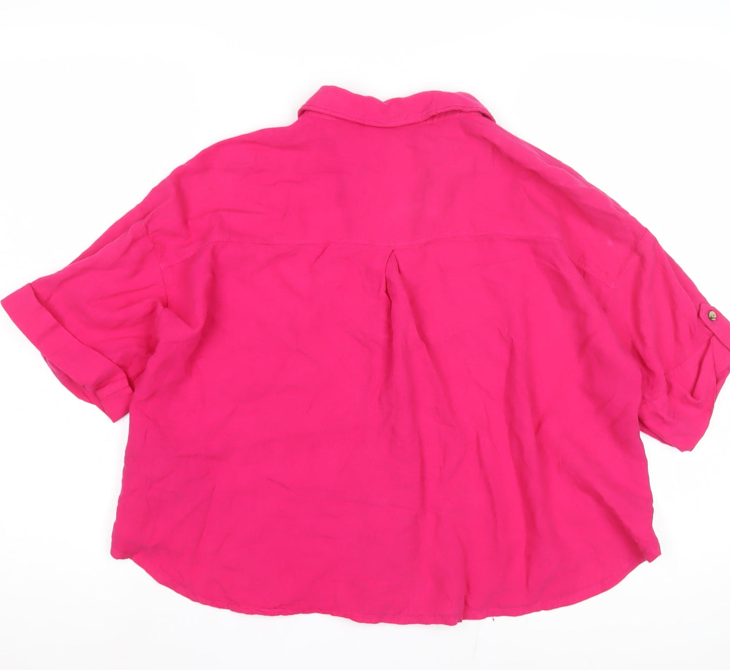 Zara Women's Pink Button-Up Shirt, Size 8, Relaxed Fit
