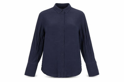 Robert Ezra Women's Blue Button-Up Long Sleeve Shirt