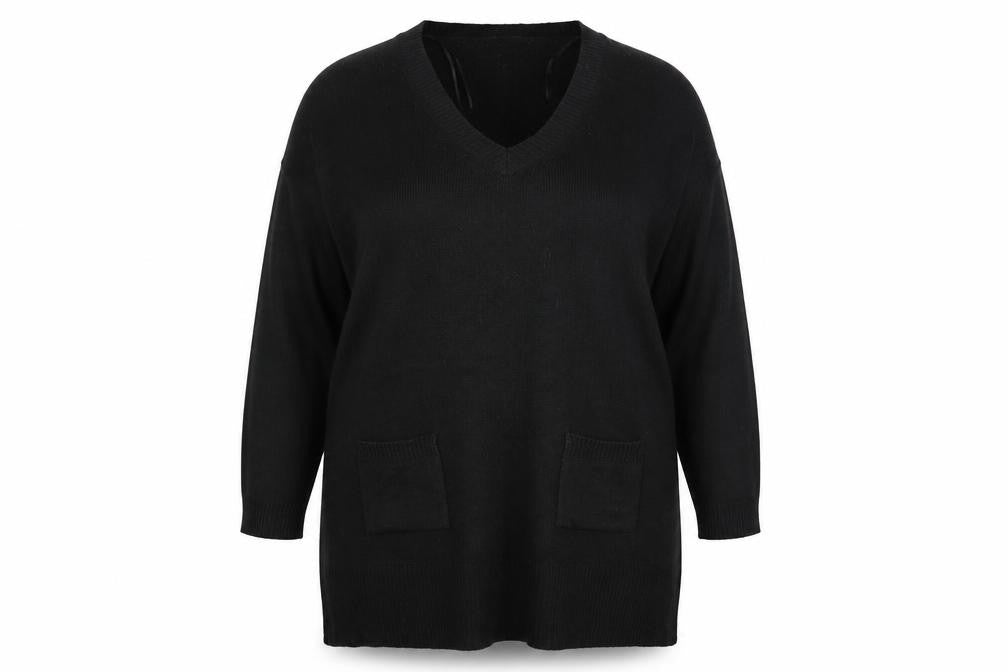 Ethel Austin Women's Black V-Neck Jumper Size 18